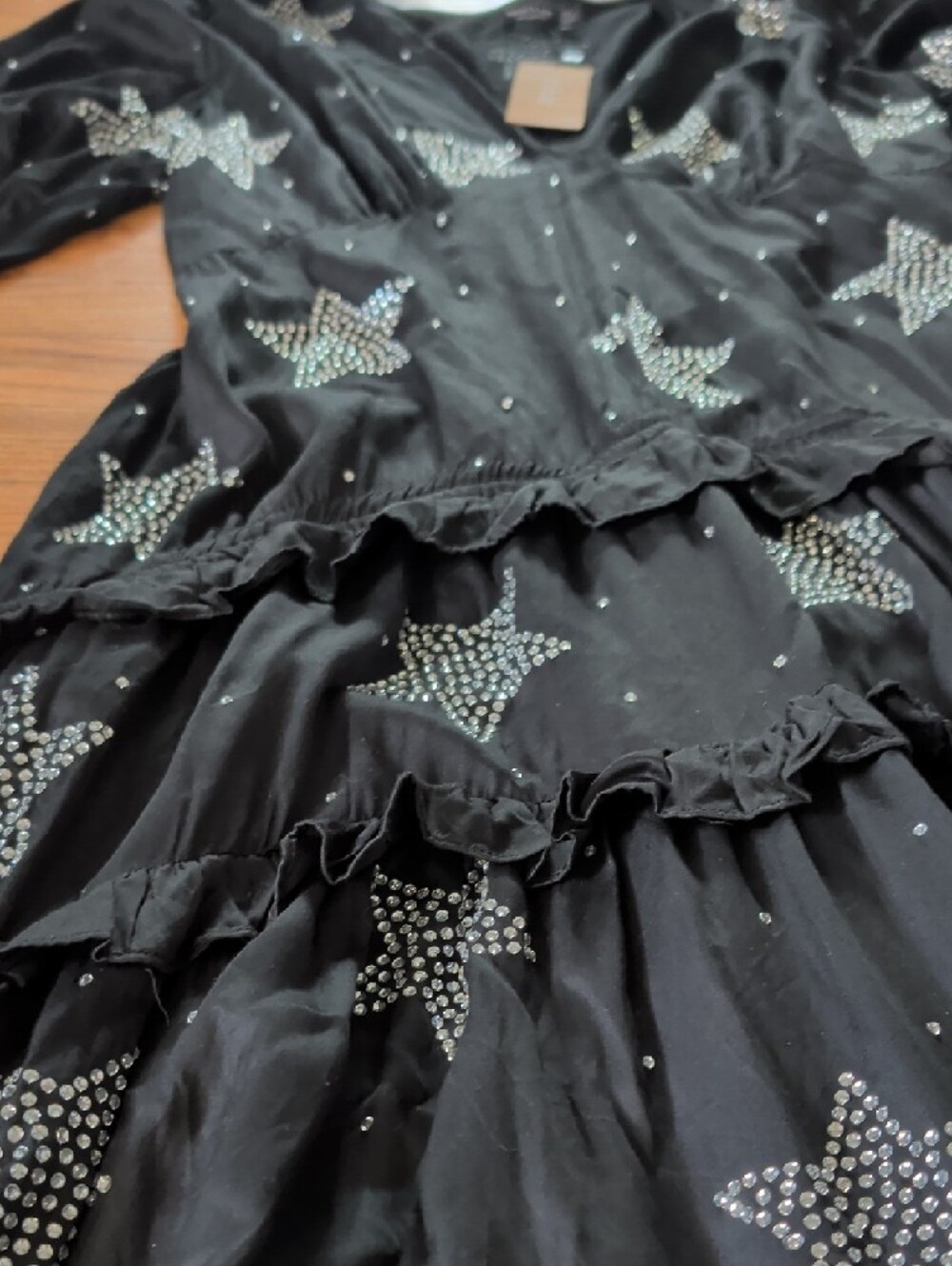 Nasty Gal NWT Black Star Embellished Tiered Dress - Picture 7 of 7
